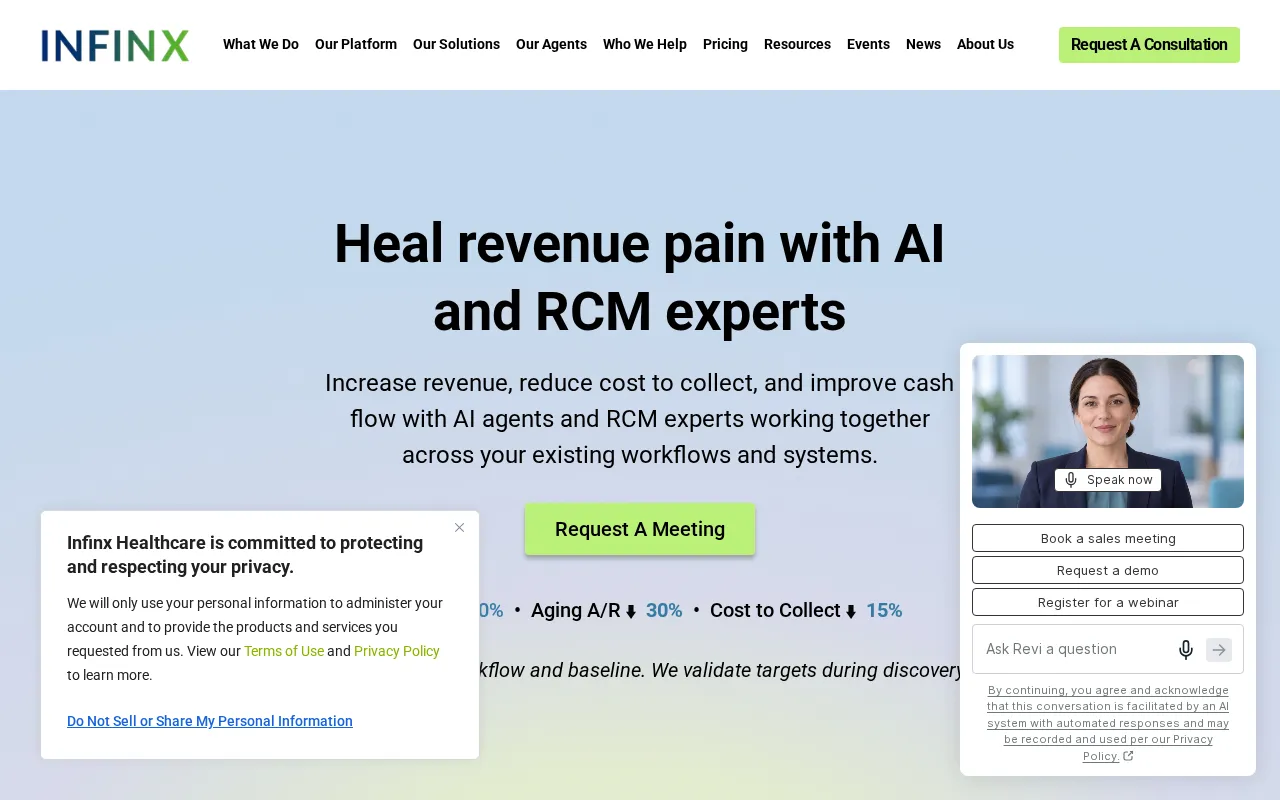 Screenshot of the Infinx homepage, captured 2026-10-16