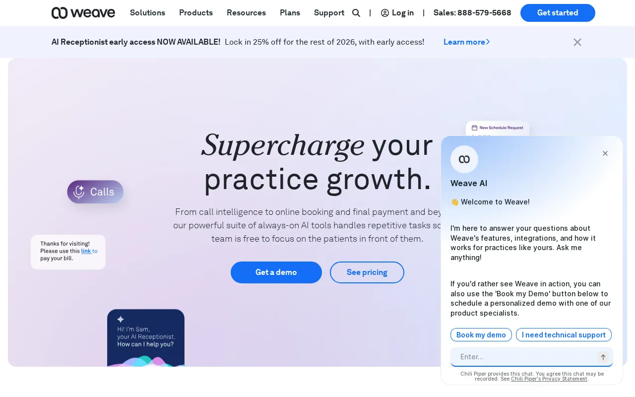 Screenshot of the Weave homepage, captured 2026-10-16